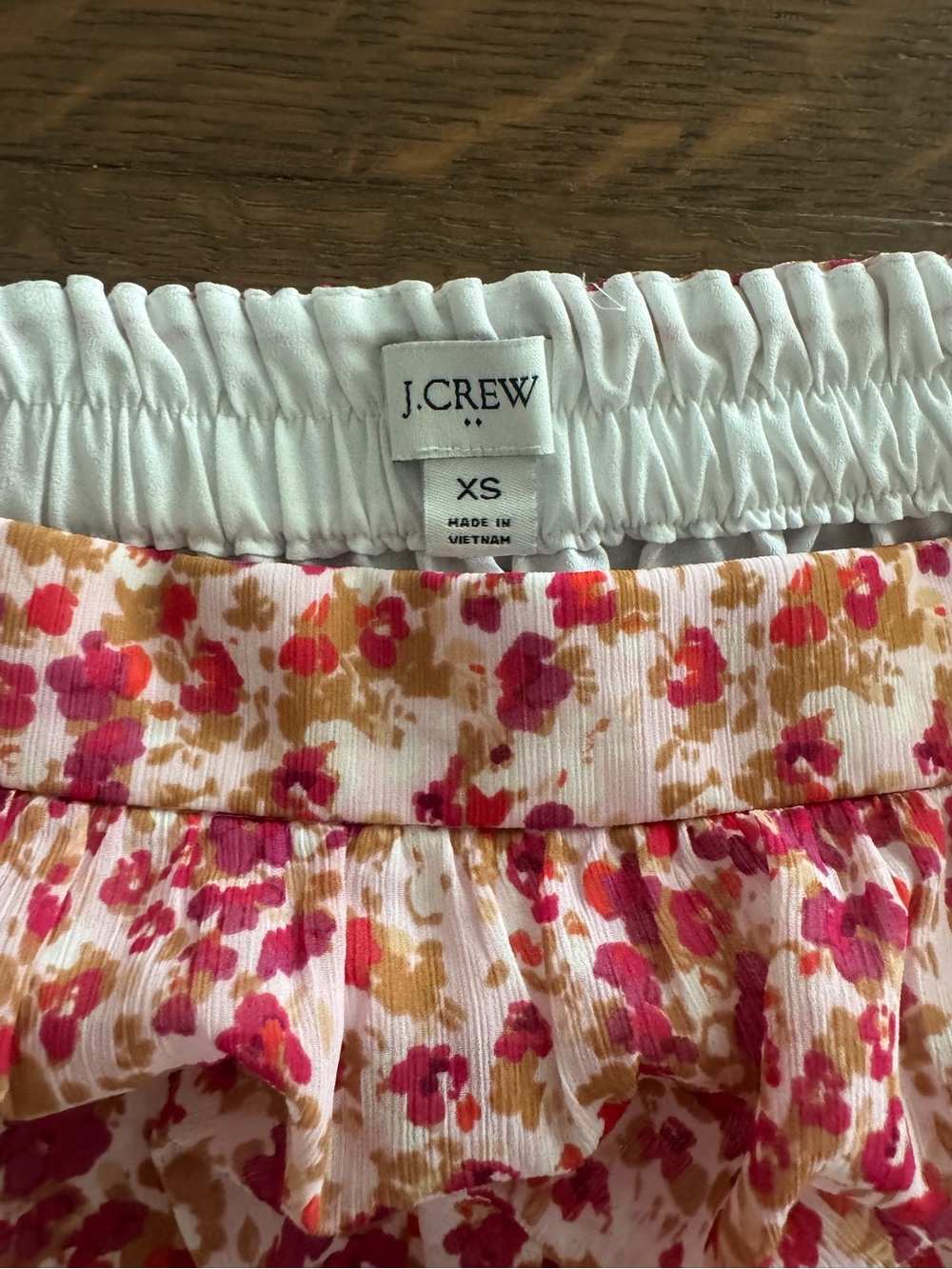J.Crew Floral Tiered Ruffle High Rise Mini Skirt | Size XS | Pink Orange Gold - Picture 3 of 6